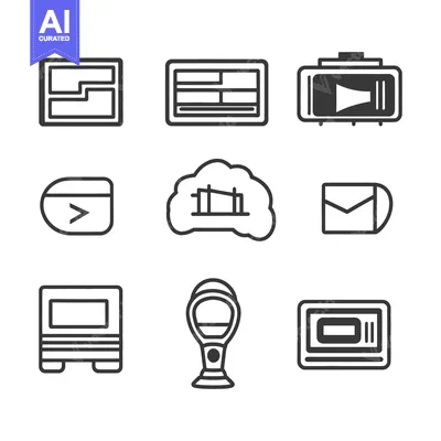 Premium design asset: Simple line icons representing technology concepts and digital communi