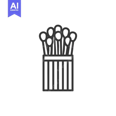 Aset premium populer: Minimalist Matchsticks in Striped Box: Clean Line Art Icon