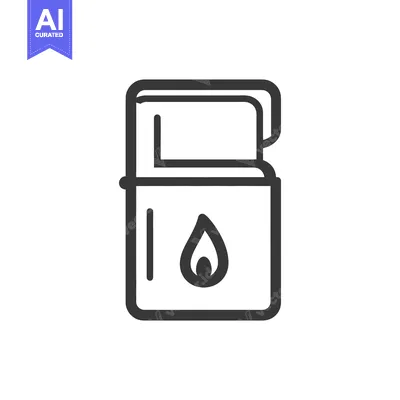 Aset desain premium: Minimalist Lighter Icon with Flame Detail on White Background