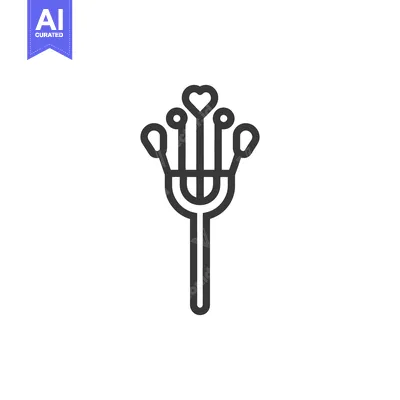 Aset desain premium: Minimalist Heart-Shaped Flower Icon on White Background, Line Art