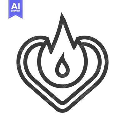 A stylized heart design containing a flame symbol image