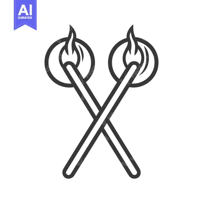 Aset premium populer: Two stylized torches with flames are crossed at the bottom