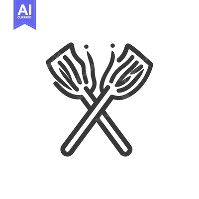 Aset desain premium: Crossed paddles outline design depicting nautical elements and recreat