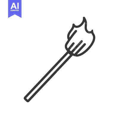 Aset premium populer: A drawing of a fork with flames at the top