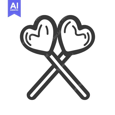 Two heart shaped lollipops are crossed over each other