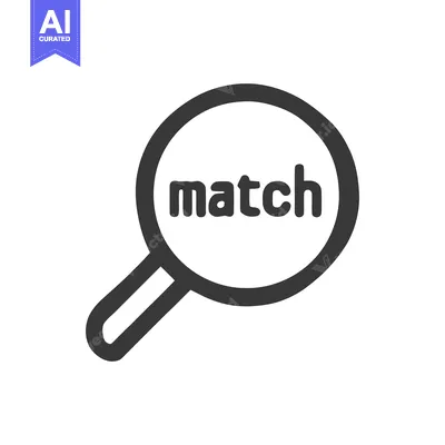 Aset premium populer: Match Found: Magnifying Glass Icon with Word "Match" Inside