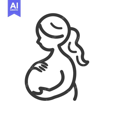 A line drawing depicting a pregnant woman holding her belly