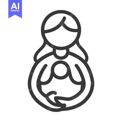 Premium design asset: An illustration depicts a mother holding her baby lovingly
