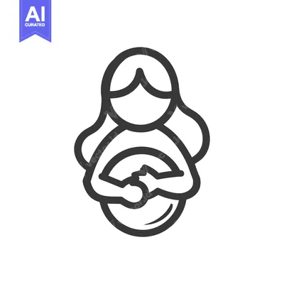 Aset desain premium: A line drawing illustration of a pregnant person holding their belly