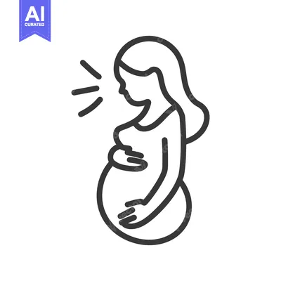 A stylized pregnant woman speaking or perhaps exclaiming something pos