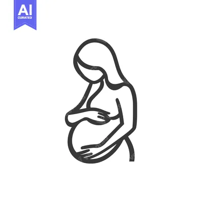 Premium design asset: An illustration depicting a pregnant woman embracing her baby bump