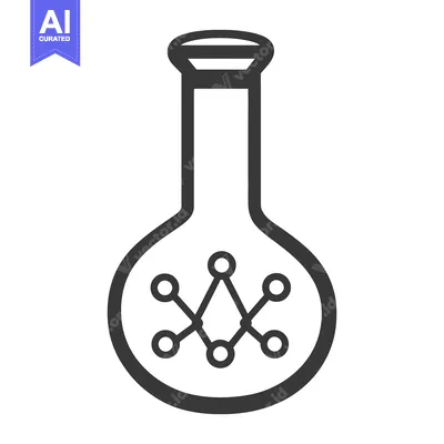 Aset premium populer: A scientific flask containing a molecular or network structure