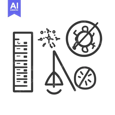 Aset desain premium: Various icons presenting elements of science and protection visually