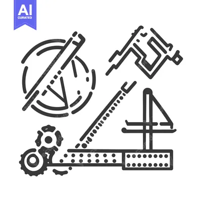 Premium design asset: Various engineering and measurement tools are illustrated in simple li