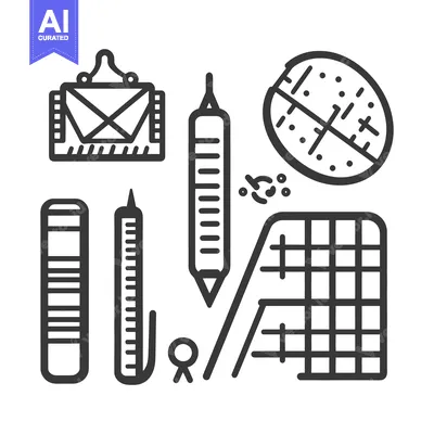 Aset premium populer: Stylized illustrations of stationary and laboratory equipment depicted