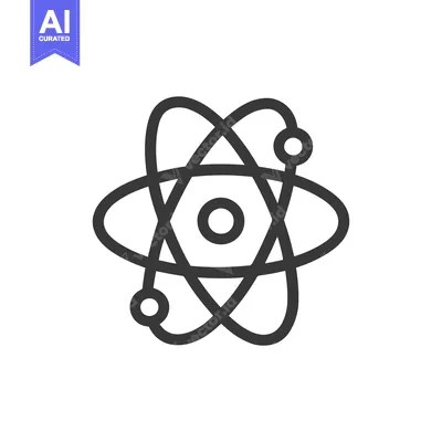 Atom Icon: Simple Black Outline on White Background, Science Symbol
