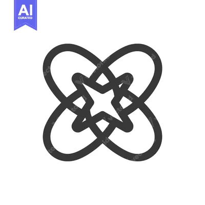 Aset desain premium: Abstract Knot with Star Center, Minimalist Dark Gray Design
