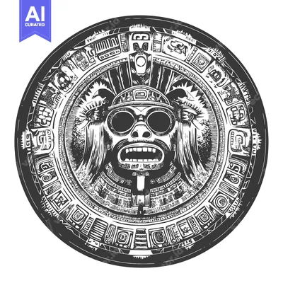 Aset desain premium: Mayan Calendar with Goggles and Open Mouth