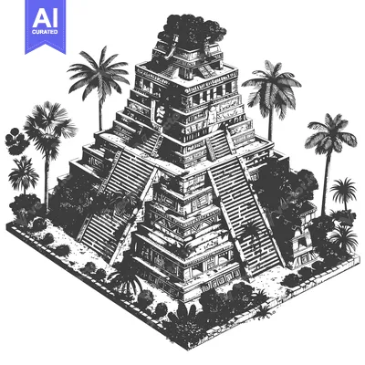 Aset premium populer: Mayan Pyramid with Carved Stone and Tropical Plants