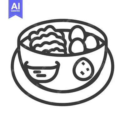 Popular premium asset: A simple black and white illustration depicting a meal presentation