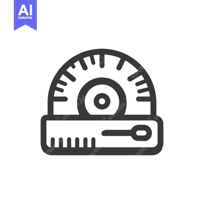 Protractor and Ruler Icon: Precise Measurement Tool in Bold Outline St