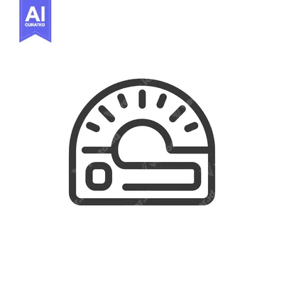 Aset desain premium: Stylized Microwave Oven Icon with Radiant Heat Lines, Bold Outline on