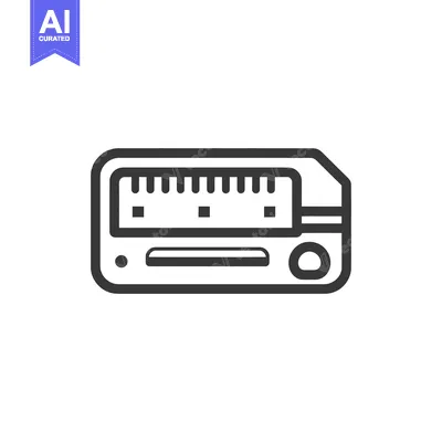 Aset premium populer: Minimalist Line Art: Retro Radio Receiver Icon on White Background