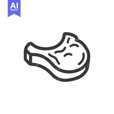 Aset premium populer: A black outlined illustration depicts a single piece of cooked meat