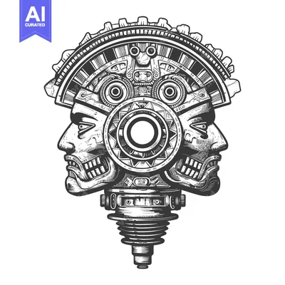 Aset desain premium: Mechanical Face with Gear and Cogs