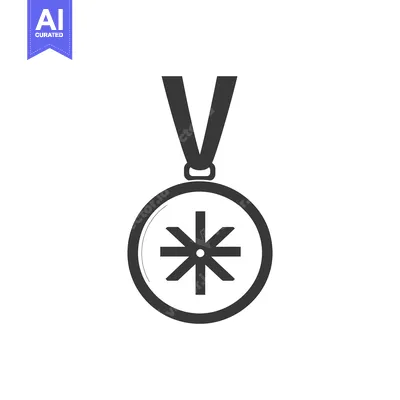 Aset desain premium: A simple monochrome medal featuring an eight pointed star design