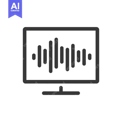 Aset premium populer: Audio Waveform Displayed on a Computer Monitor Icon, Dark Gray on Whit