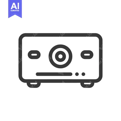 Aset desain premium: Minimalist Projector Icon: Bold Outline, Rounded Edges, Modern Design