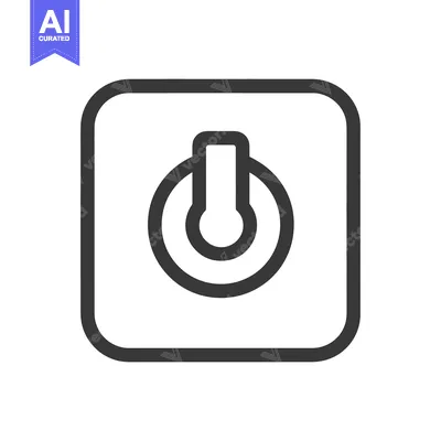 Aset premium populer: Bold Power Button Icon in Rounded Square, Minimalist Design on White