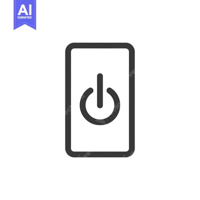 Aset premium populer: Minimalist Power Button Icon in Rounded Rectangle Frame, Isolated on W