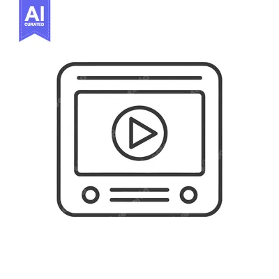 Aset desain premium: Simple black line art graphic of a media player screen