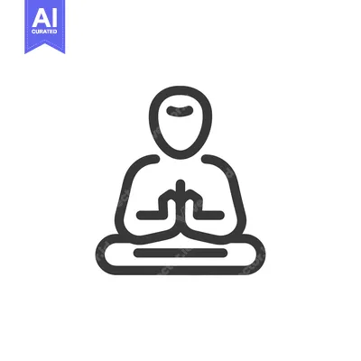 Aset premium populer: Minimalist Icon of Meditating Figure with Hands in Prayer Position
