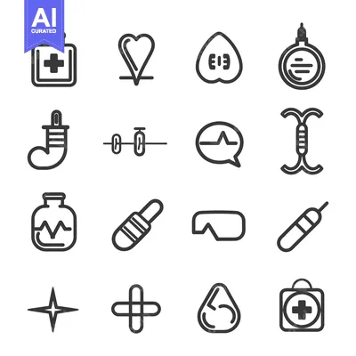 Aset desain premium: Medical and Healthcare Line Icons
