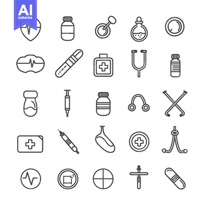 Aset premium populer: Medical and Healthcare Line Icon Set