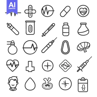 Aset desain premium: Medical and Healthcare Line Icons Set