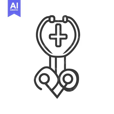 Aset premium populer: A graphic depiction of a medical stethoscope symbol design