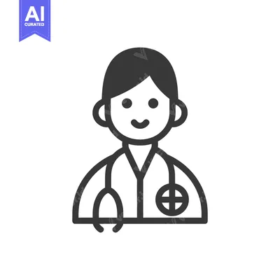 Premium design asset: A simple icon illustration showing a smiling medical professional with