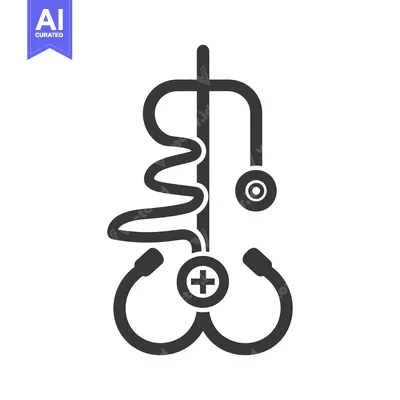 Simple medical symbol featuring a stethoscope and an ecg line