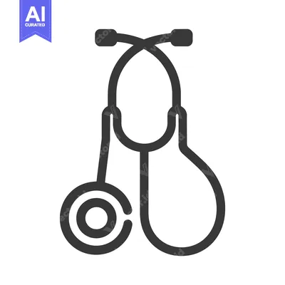 Aset desain premium: A simple line drawing representation of a medical stethoscope