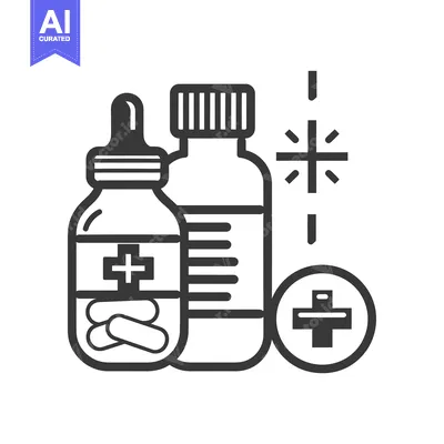 Medical Bottles and Pills Icon with Crosses