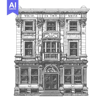 Aset desain premium: Detailed architectural drawing of a symmetrical multi story building f