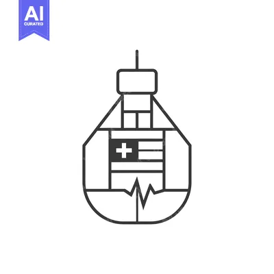 Premium design asset: Medical Building with Swiss Flag and Heartbeat Icon