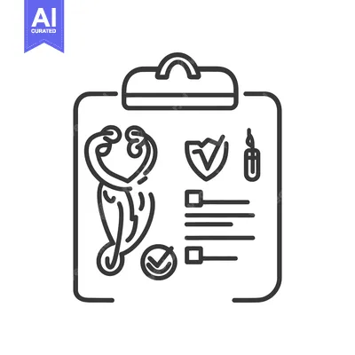 Aset desain premium: An illustrated black and white representation of medical information