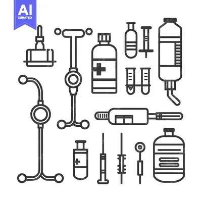 Popular premium asset: Black and white icons depicting various medical supplies and tools