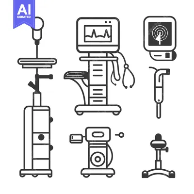 Aset premium populer: Medical Equipment Illustrations Including Ventilators and Monitoring D