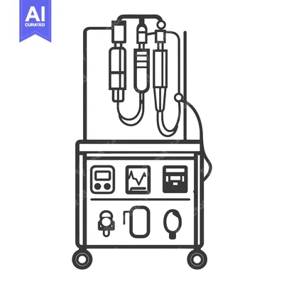 Popular premium asset: Medical device with various displays and hanging fluid containers
